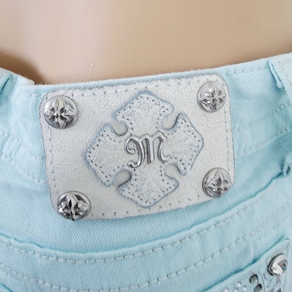 Miss Me Light Blue Skinny Jeans with Embellished Back Pockets - Picture 6 of 9